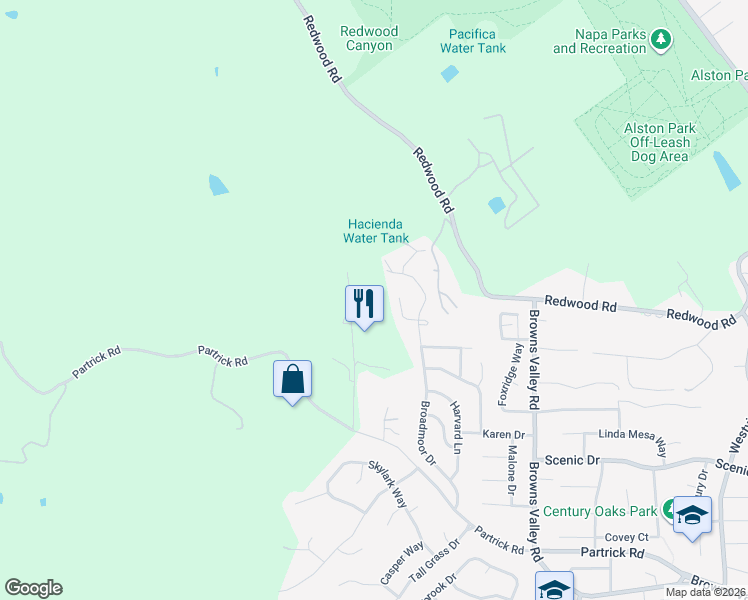map of restaurants, bars, coffee shops, grocery stores, and more near 1050 Borrette Lane in Napa