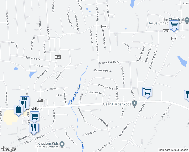 map of restaurants, bars, coffee shops, grocery stores, and more near 2109 Sebastian Road in Fredericksburg