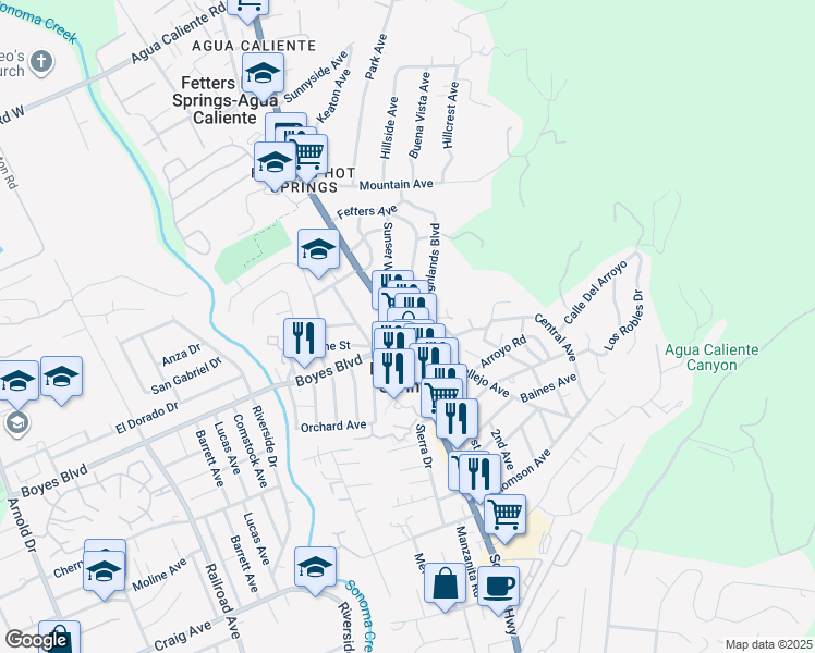 map of restaurants, bars, coffee shops, grocery stores, and more near 17861 Sonoma Highway in Sonoma