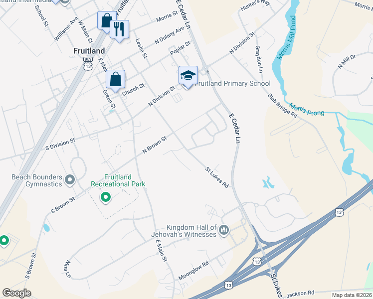 map of restaurants, bars, coffee shops, grocery stores, and more near 505 Saint Lukes Road in Fruitland