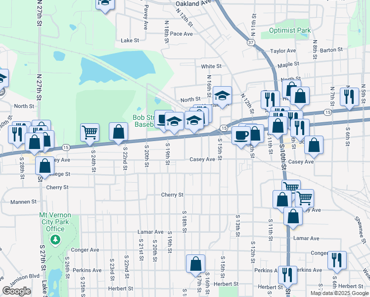 map of restaurants, bars, coffee shops, grocery stores, and more near 1829 Broadway Street in Mount Vernon