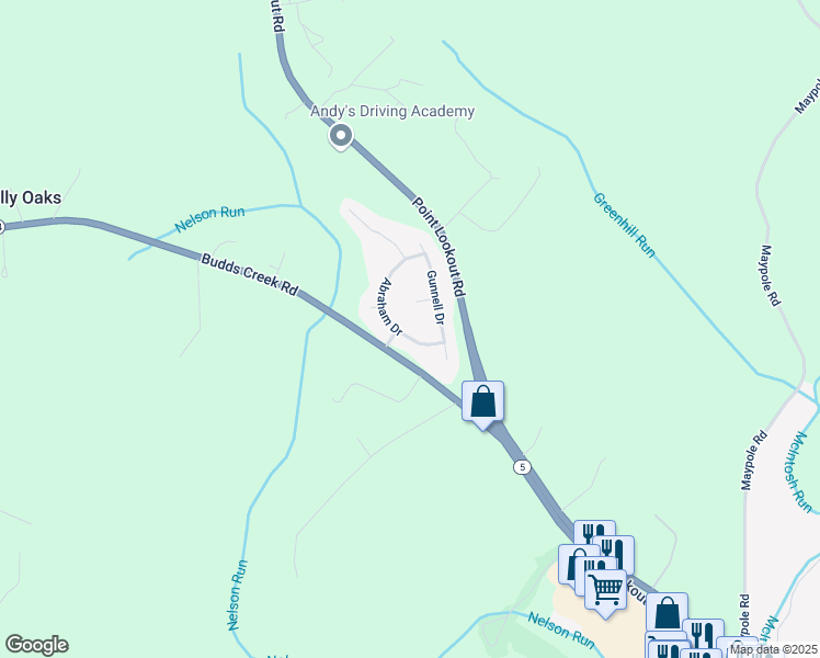 map of restaurants, bars, coffee shops, grocery stores, and more near 23590 Abraham Dr in Leonardtown