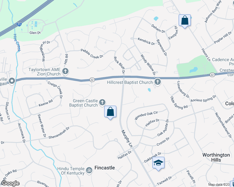 map of restaurants, bars, coffee shops, grocery stores, and more near 5002 Murphy Lane in Louisville