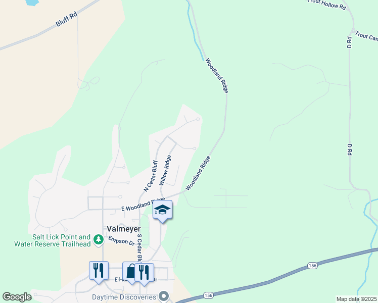 map of restaurants, bars, coffee shops, grocery stores, and more near 316 Falcon Pointe in Valmeyer