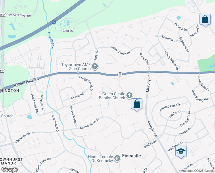 map of restaurants, bars, coffee shops, grocery stores, and more near 10905 Excelsior Place in Louisville