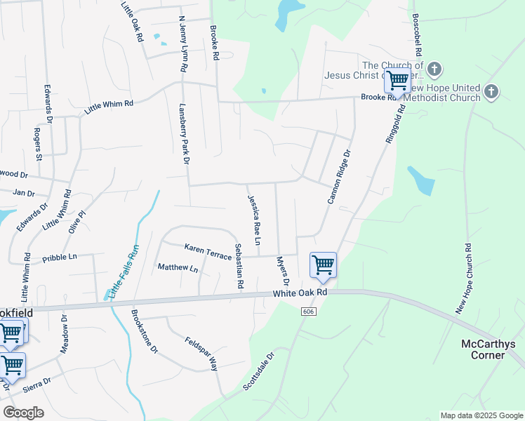 map of restaurants, bars, coffee shops, grocery stores, and more near 16 Jessica Rae Lane in Fredericksburg
