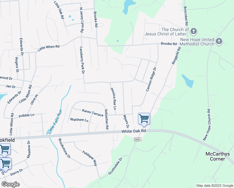 map of restaurants, bars, coffee shops, grocery stores, and more near 16 Jessica Rae Lane in Fredericksburg