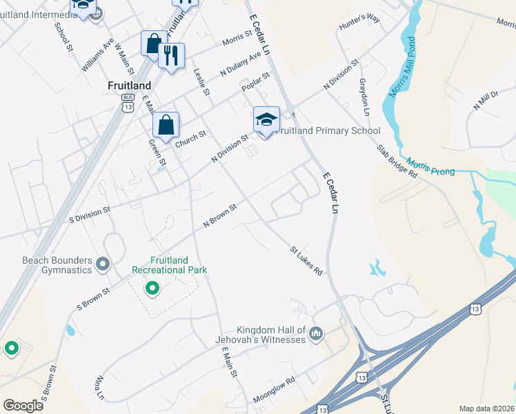 map of restaurants, bars, coffee shops, grocery stores, and more near 505 Saint Lukes Road in Fruitland
