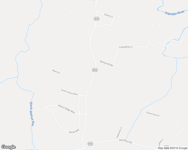 map of restaurants, bars, coffee shops, grocery stores, and more near 6293 Burr Hill Road in Rhoadesville