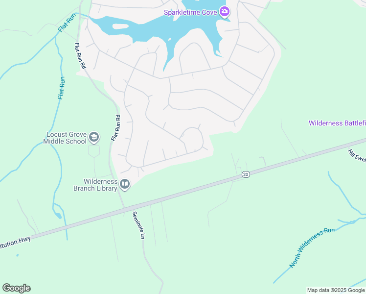 map of restaurants, bars, coffee shops, grocery stores, and more near 406 Battlefield Road in Locust Grove