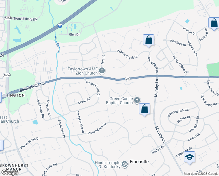 map of restaurants, bars, coffee shops, grocery stores, and more near 10905 Excelsior Place in Louisville