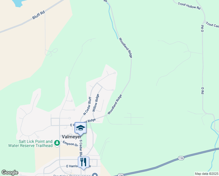 map of restaurants, bars, coffee shops, grocery stores, and more near 316 Falcon Pointe in Valmeyer