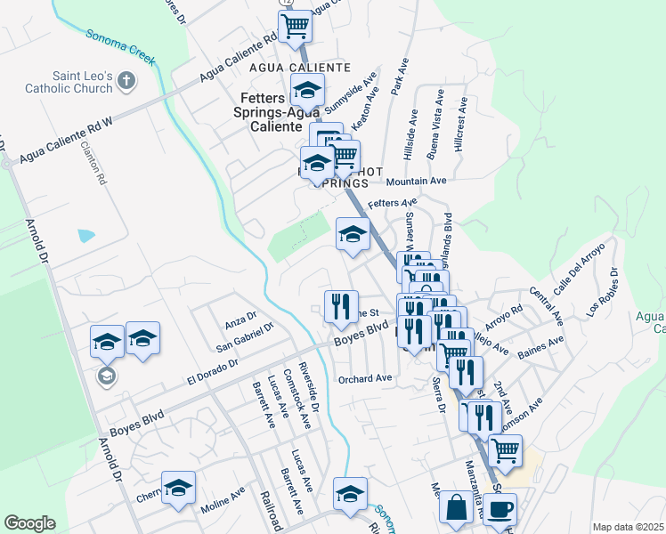 map of restaurants, bars, coffee shops, grocery stores, and more near 532 Bokman Place in Sonoma