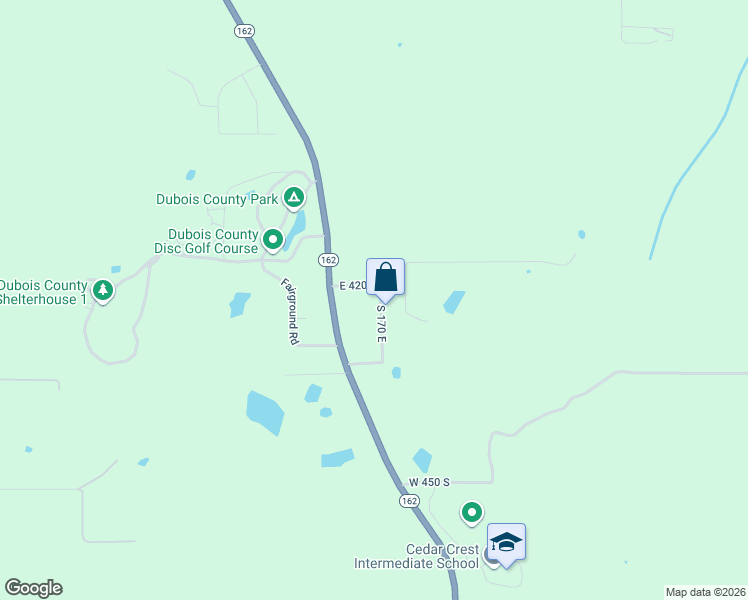 map of restaurants, bars, coffee shops, grocery stores, and more near 1723-1751 East 420 South in Huntingburg