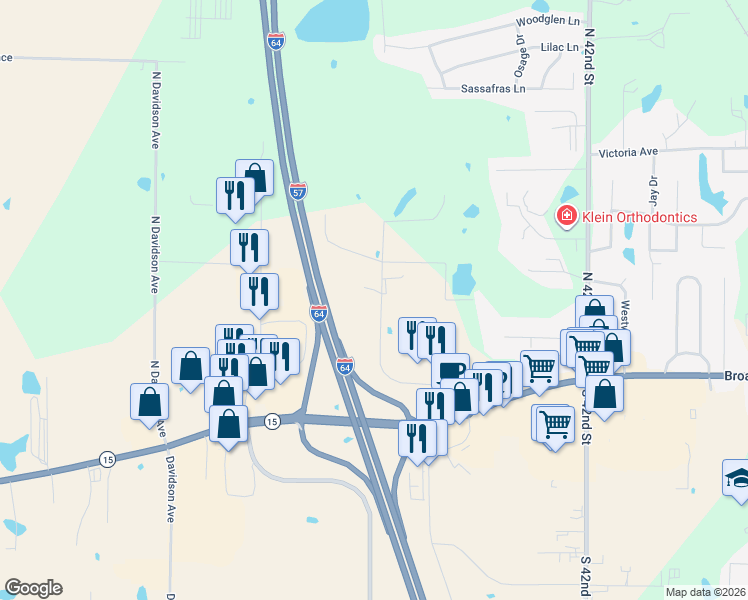 map of restaurants, bars, coffee shops, grocery stores, and more near 301 North 44th Street in Mount Vernon