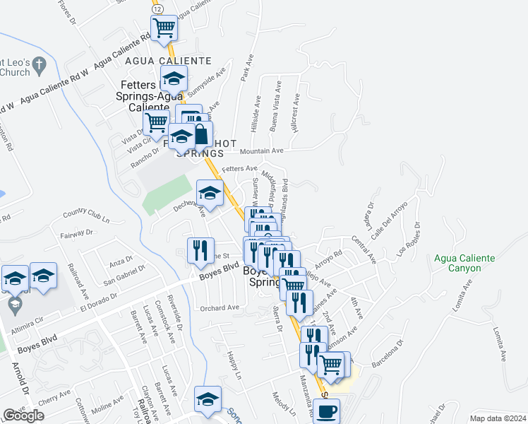 map of restaurants, bars, coffee shops, grocery stores, and more near 59 Waterman Avenue in Sonoma