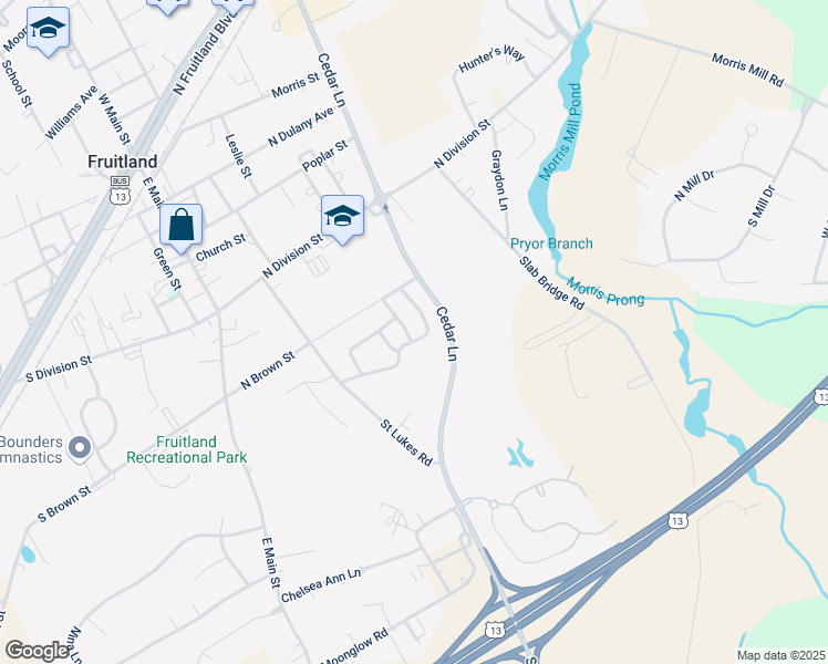 map of restaurants, bars, coffee shops, grocery stores, and more near 636 Wye Oak Drive in Fruitland