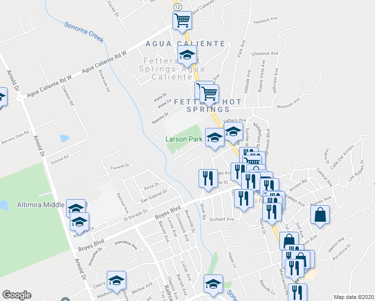 map of restaurants, bars, coffee shops, grocery stores, and more near 311 Dechene Avenue in Sonoma