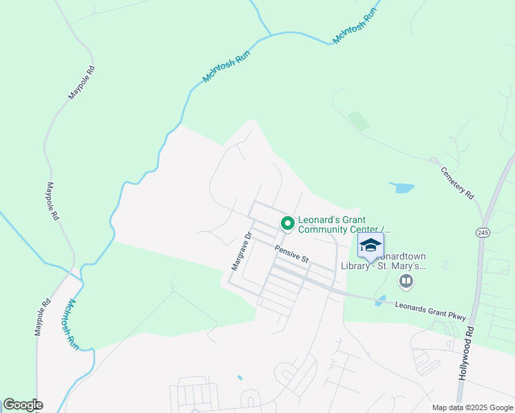 map of restaurants, bars, coffee shops, grocery stores, and more near 41401 Silver Charm Court in Leonardtown