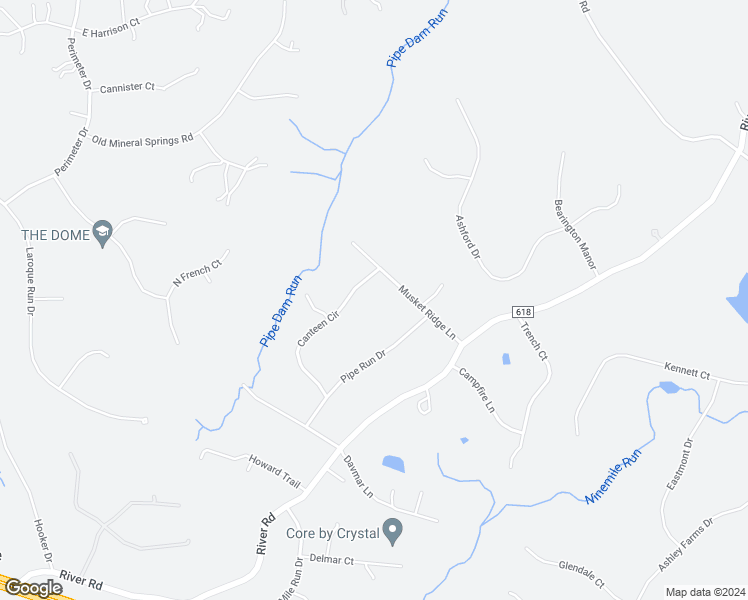 map of restaurants, bars, coffee shops, grocery stores, and more near 8321 Canteen Circle in Fredericksburg