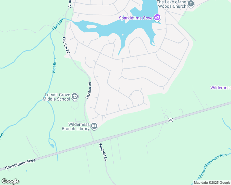 map of restaurants, bars, coffee shops, grocery stores, and more near 222 Battlefield Road in Locust Grove