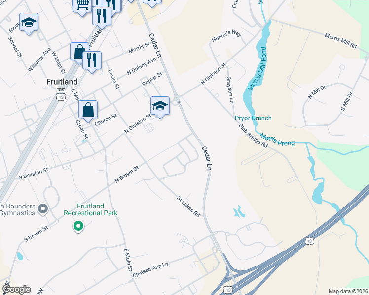 map of restaurants, bars, coffee shops, grocery stores, and more near 606 Wye Oak Drive in Fruitland