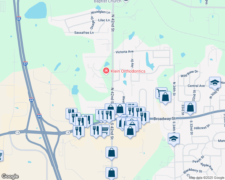 map of restaurants, bars, coffee shops, grocery stores, and more near 99 Westwood Drive in Mount Vernon