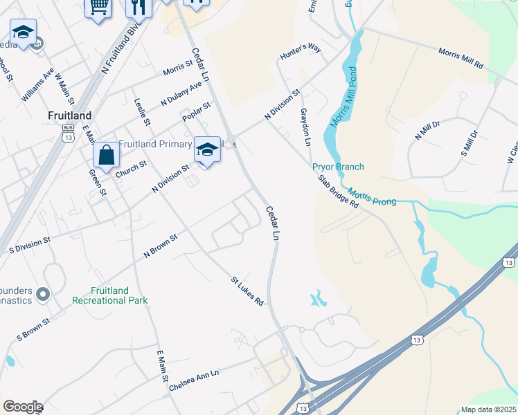 map of restaurants, bars, coffee shops, grocery stores, and more near 629 Wye Oak Drive in Fruitland