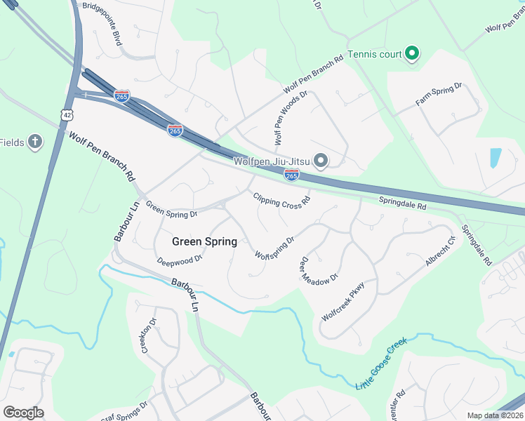 map of restaurants, bars, coffee shops, grocery stores, and more near 4818 Clipping Court in Louisville