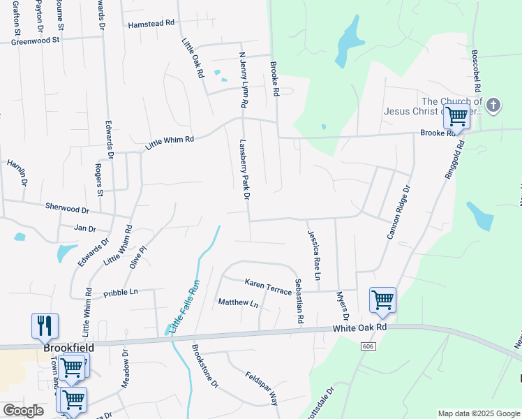 map of restaurants, bars, coffee shops, grocery stores, and more near 65 Lansberry Park Drive in Fredericksburg
