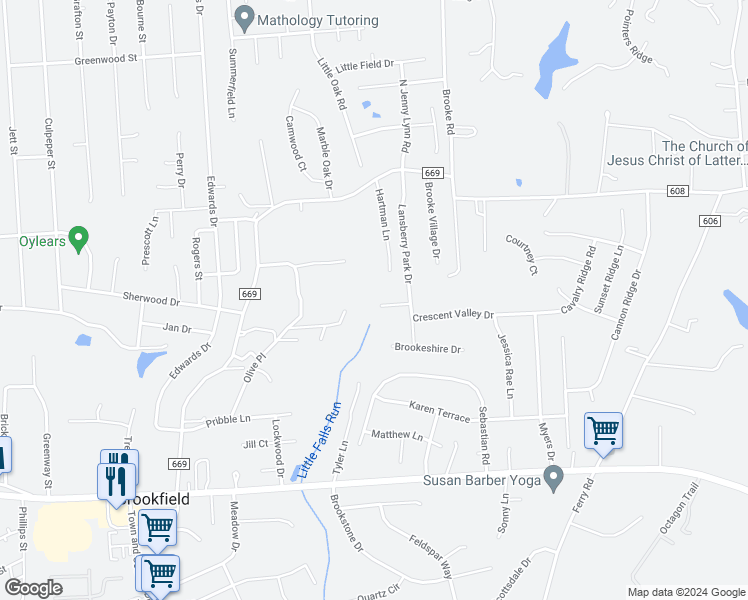 map of restaurants, bars, coffee shops, grocery stores, and more near 10 Garner Drive in Fredericksburg
