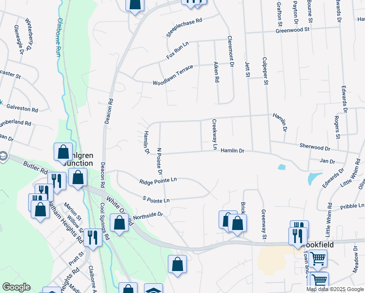 map of restaurants, bars, coffee shops, grocery stores, and more near 109 Hamlin Drive in Fredericksburg