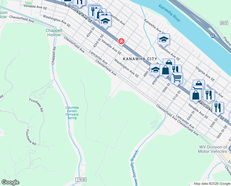 map of restaurants, bars, coffee shops, grocery stores, and more near 717 Chesterfield Avenue in Charleston