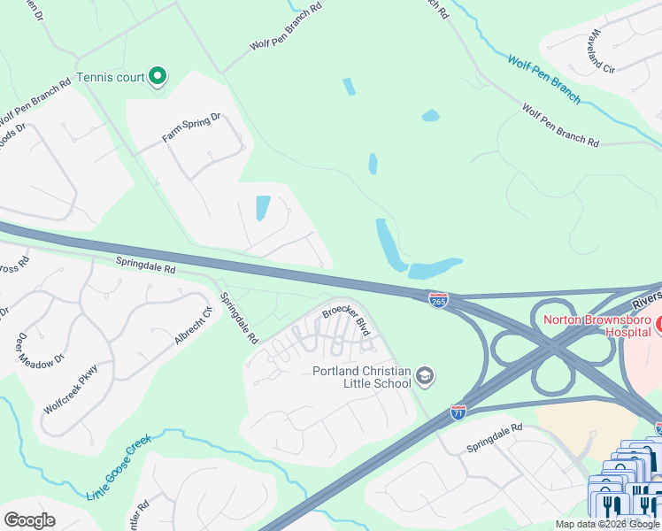 map of restaurants, bars, coffee shops, grocery stores, and more near 7815 Spring Farm Pointe Place in Prospect