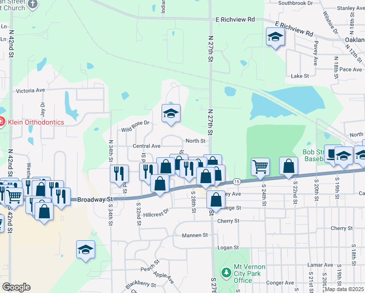 map of restaurants, bars, coffee shops, grocery stores, and more near 401 30th Street in Mount Vernon