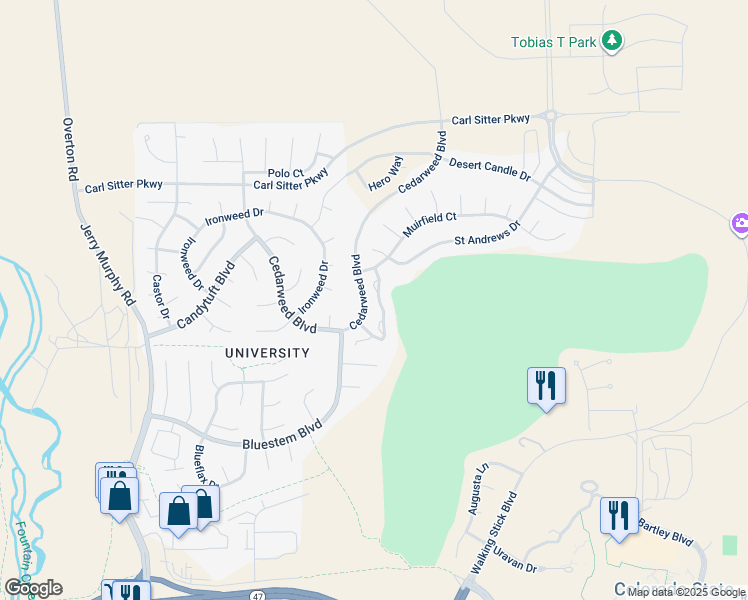 map of restaurants, bars, coffee shops, grocery stores, and more near 4408 Turnberry Crescent in Pueblo