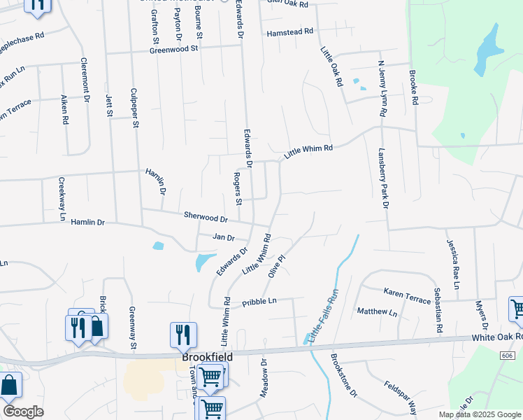 map of restaurants, bars, coffee shops, grocery stores, and more near 408 Edwards Drive in Fredericksburg