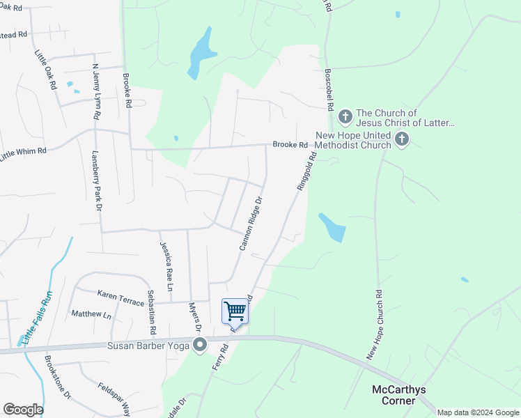 map of restaurants, bars, coffee shops, grocery stores, and more near 50 Cannon Ridge Drive in Fredericksburg