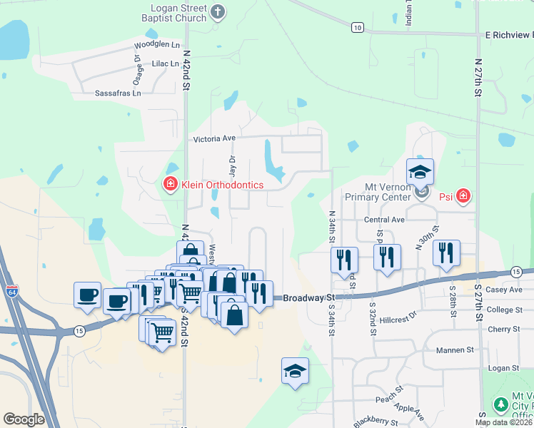 map of restaurants, bars, coffee shops, grocery stores, and more near 3601-3609 Piccadilly Ave in Mt Vernon