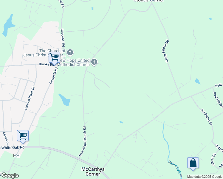 map of restaurants, bars, coffee shops, grocery stores, and more near 138 New Hope Church Road in Fredericksburg