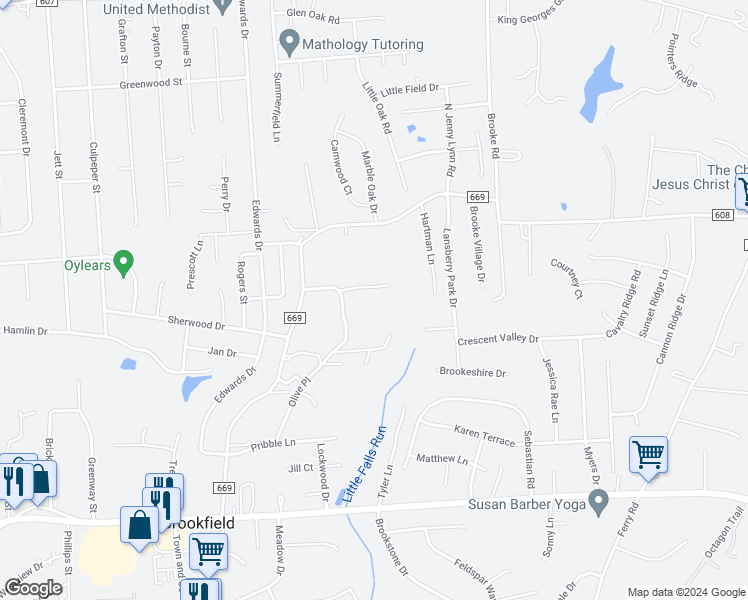 map of restaurants, bars, coffee shops, grocery stores, and more near 31 Wineberry Lane in Fredericksburg