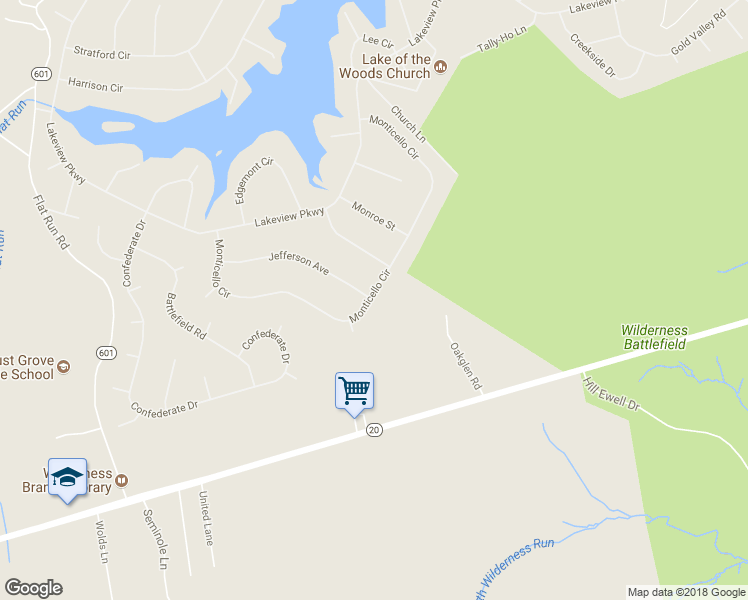 map of restaurants, bars, coffee shops, grocery stores, and more near 401 Monticello Circle in Locust Grove