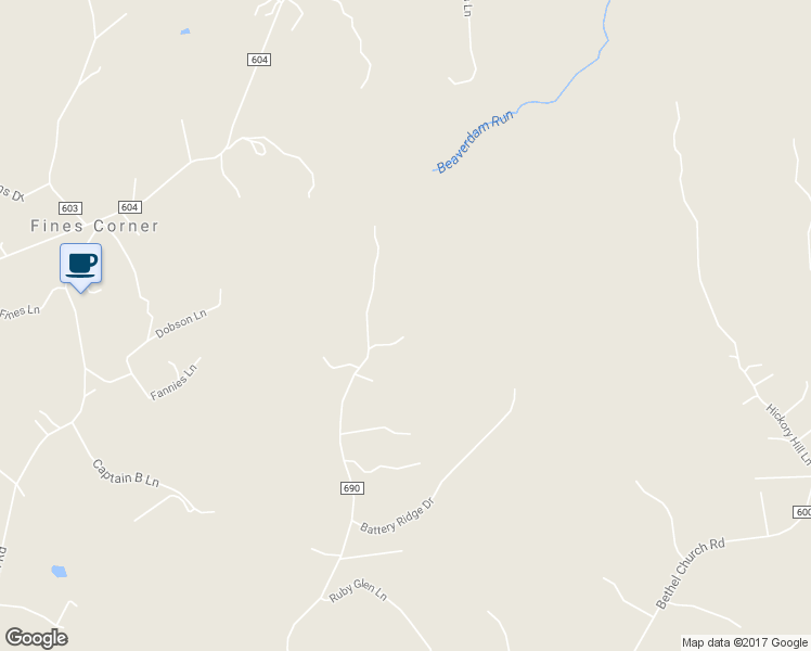 map of restaurants, bars, coffee shops, grocery stores, and more near 306 Sandy Ridge Road in Fredericksburg