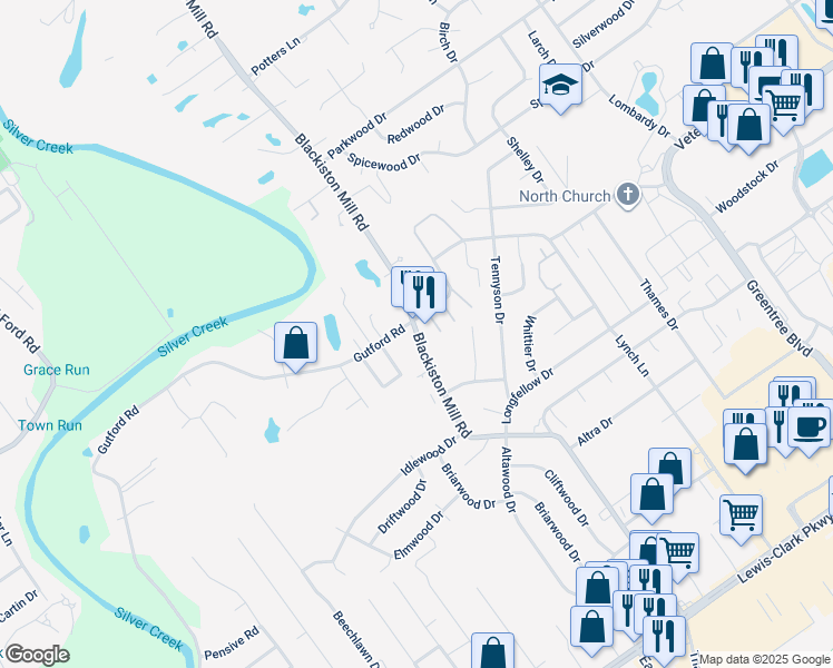 map of restaurants, bars, coffee shops, grocery stores, and more near 1869 Blackiston Mill Road in Clarksville