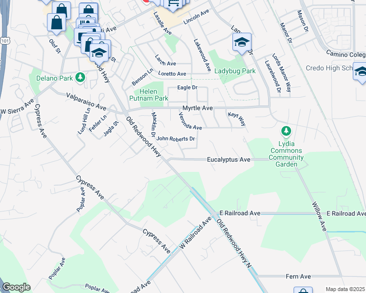 map of restaurants, bars, coffee shops, grocery stores, and more near 8878 Lebec Lane in Cotati