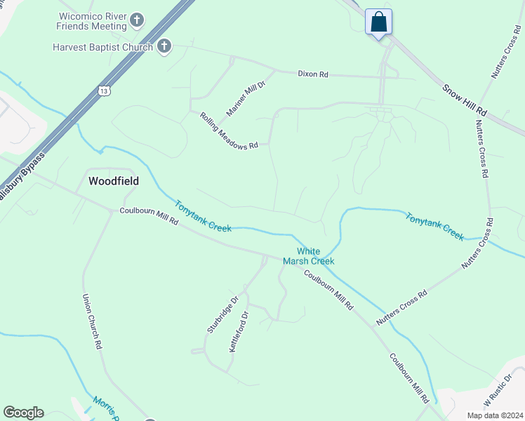 map of restaurants, bars, coffee shops, grocery stores, and more near 30095 Stoneybrooke Drive in Salisbury