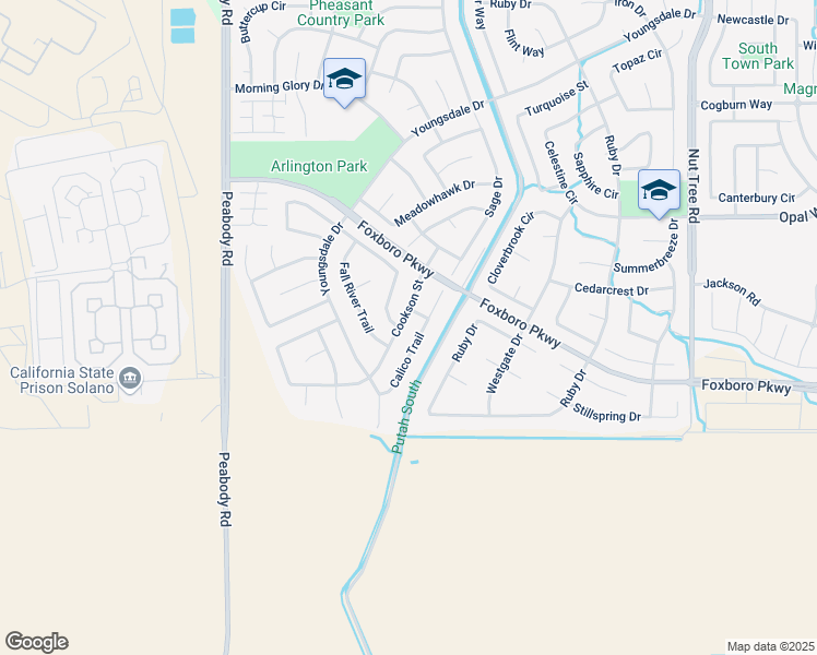 map of restaurants, bars, coffee shops, grocery stores, and more near 767 Cookson Street in Vacaville