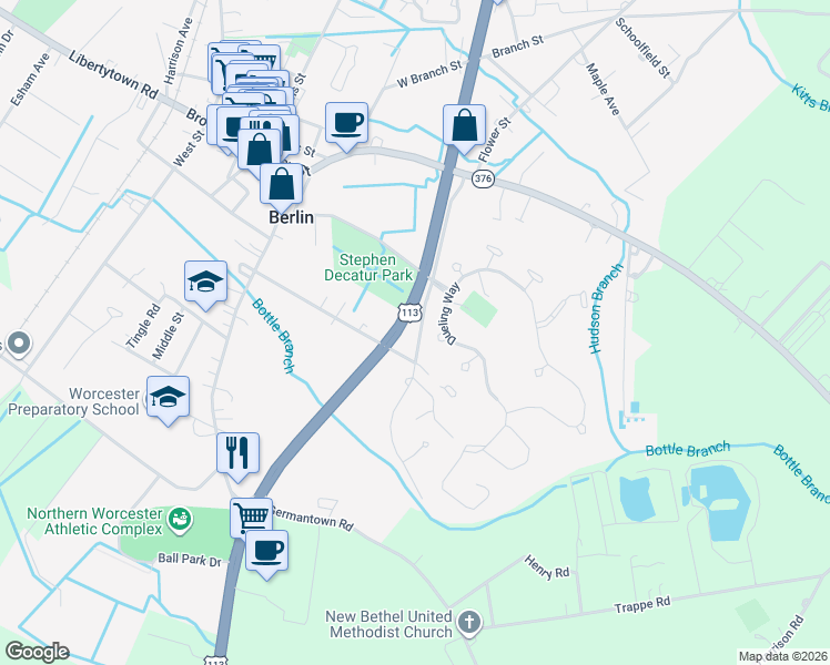 map of restaurants, bars, coffee shops, grocery stores, and more near 200 Decatur Street in Berlin