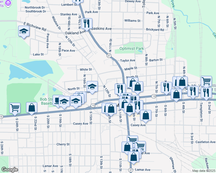 map of restaurants, bars, coffee shops, grocery stores, and more near 200-298 North 12th Street in Mount Vernon