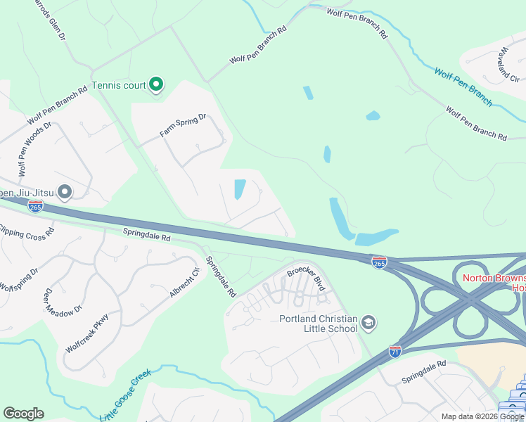 map of restaurants, bars, coffee shops, grocery stores, and more near 4911 Spring Farm Road in Prospect